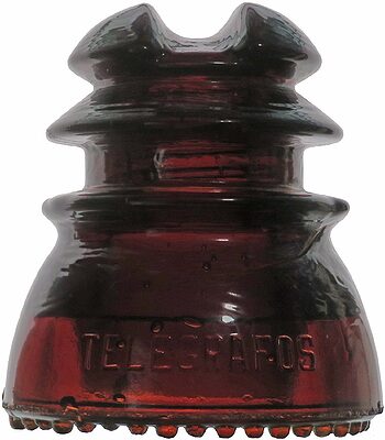 CD 214 TELEGRAFOS NACIONALES, Dark Red Amber; Great colored Mexican glass